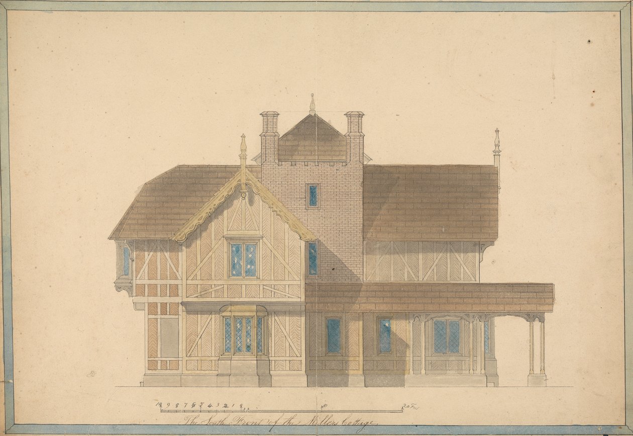Das Müllerhaus in Chatsworth: Südfassade von Joseph Michael Gandy