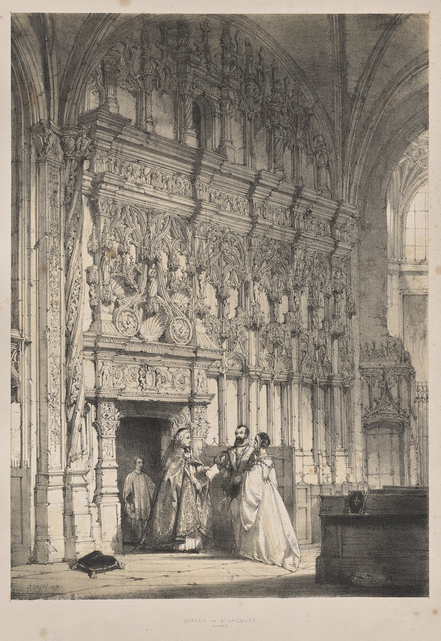 Architektur des Mittelalters: Schirm in St. Jacques, Dieppe von Joseph Nash