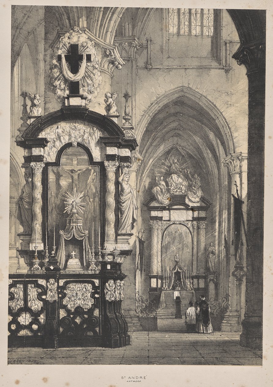 Architektur des Mittelalters: St. Andre, Antwerpen von Joseph Nash