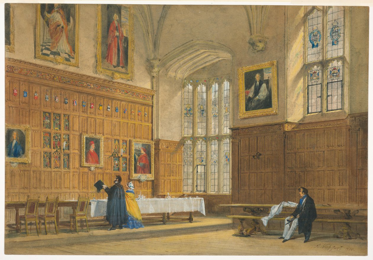 Ansicht des Speisesaals im Magdalen College, Oxford, 1856 von Joseph Nash The Elder