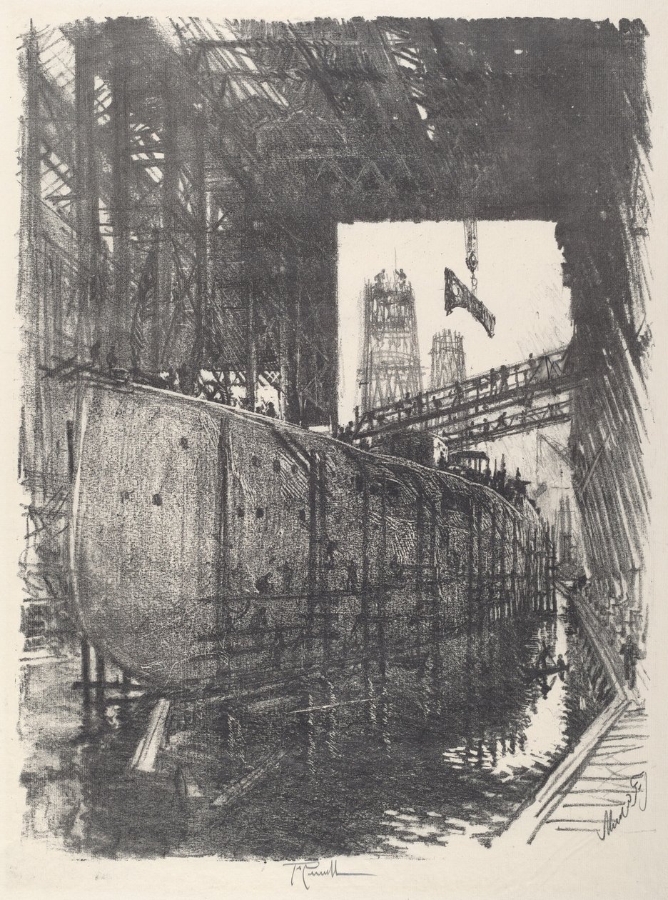 Das Schlachtschiff bauen, 1917 von Joseph Pennell