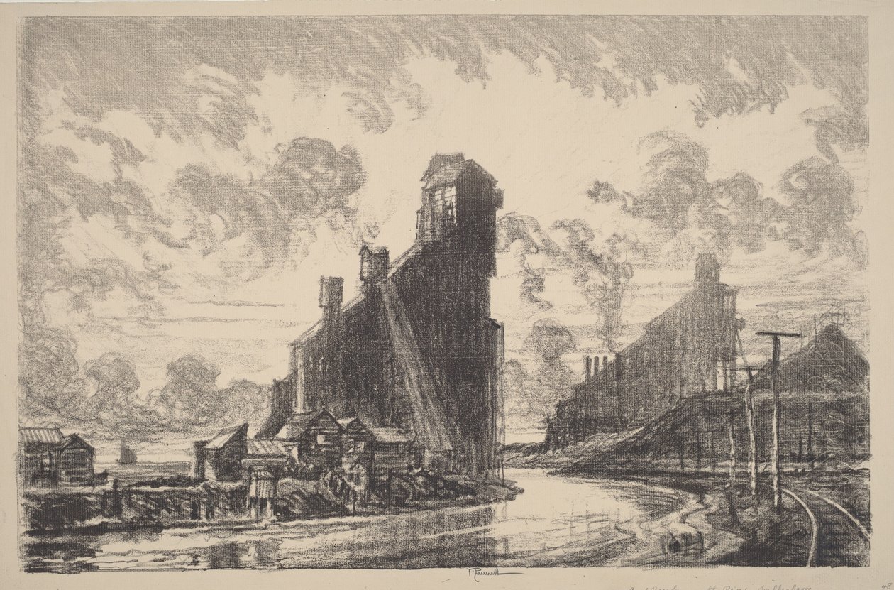 Kohleaufbereitungsanlage am Fluss von Joseph Pennell