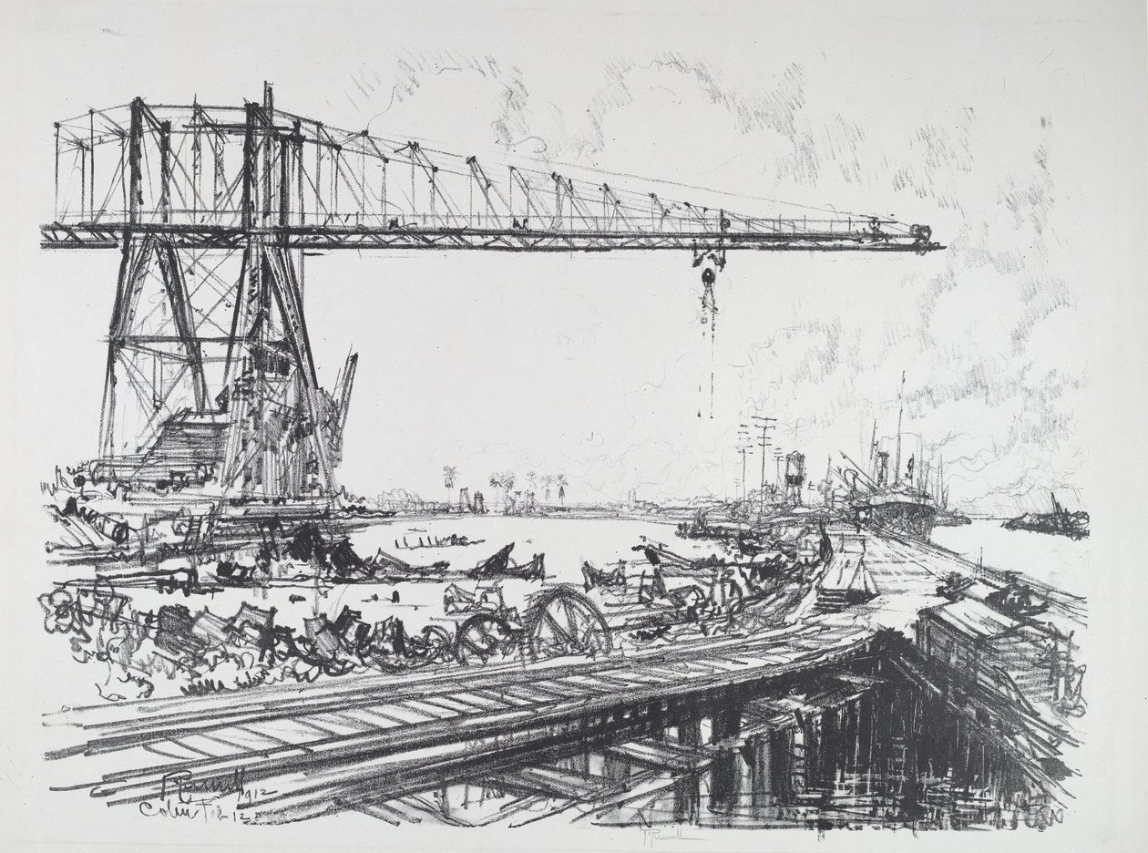 Französischer Kanal und amerikanische Kräne von Joseph Pennell