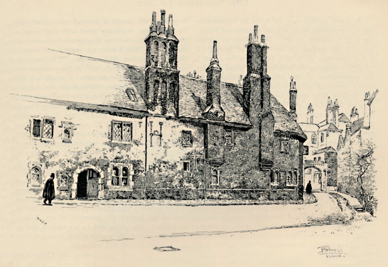 Altes Charterhouse: Außenfassade des Waschhaushofs mit dem inneren Tor, 1886 von Joseph Pennell