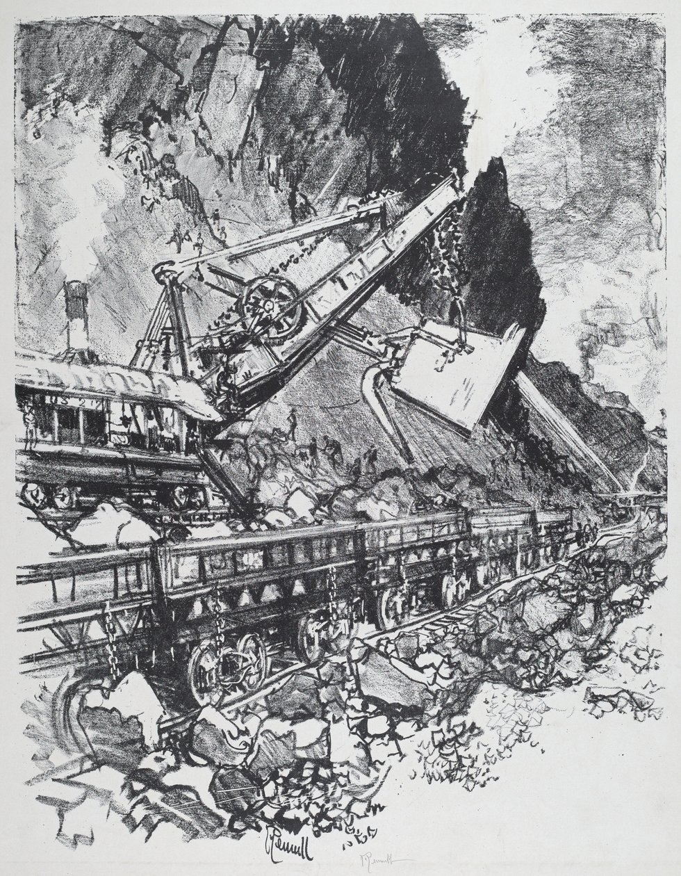 Dampfbagger im Cut bei Bas Obispo von Joseph Pennell