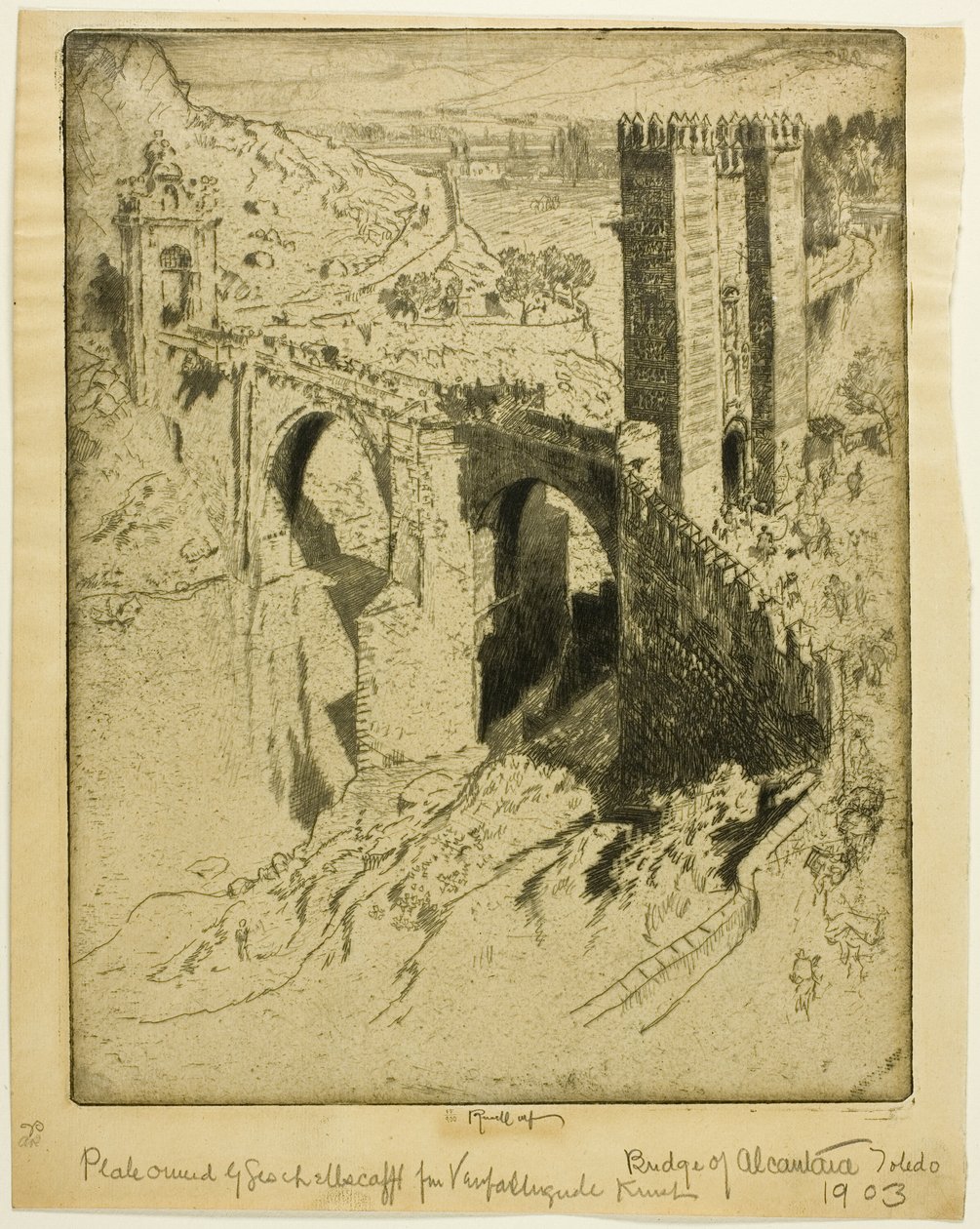 Die Brücke von Alcantara, Toledo von Joseph Pennell