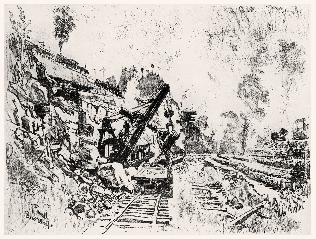 Der Schnitt bei Bas Obispo, Platte XI aus Der Panamakanal von Joseph Pennell, 1912 von Joseph Pennell