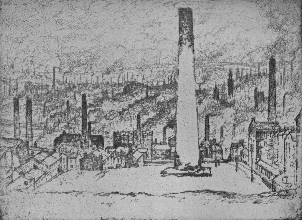 Der Große Schornstein, Bradford, 1909 von Joseph Pennell