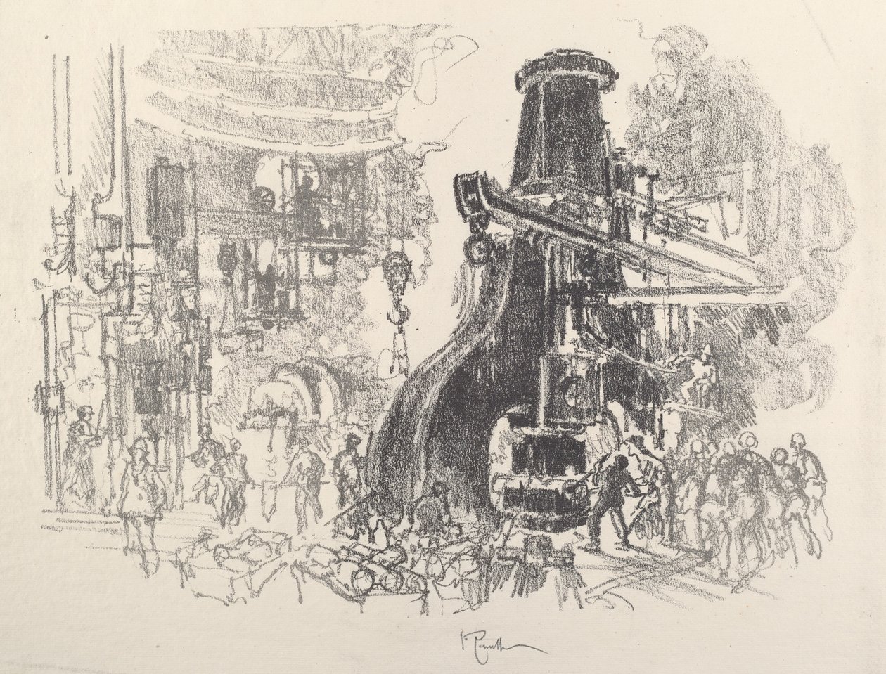 Die kleinen Männer des großen Hammers, 1917 von Joseph Pennell