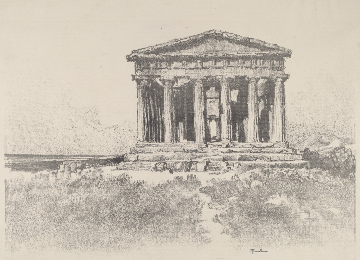 Der Tempel am Meer, Tempel der Eintracht, Girgenti, 1913 von Joseph Pennell