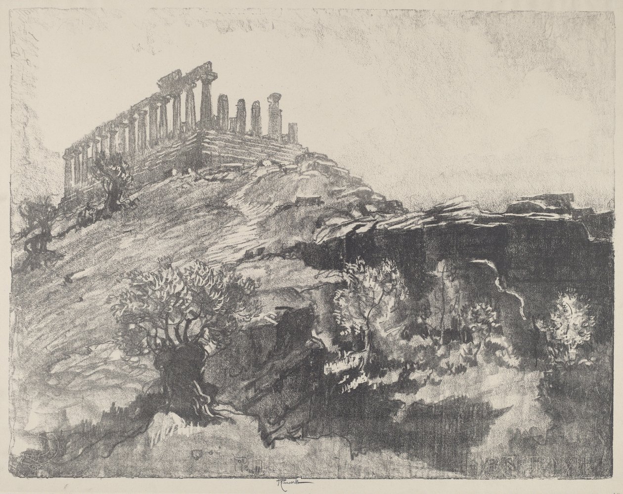 Der Tempel der Concordia an der Mauer, Girgenti von Joseph Pennell