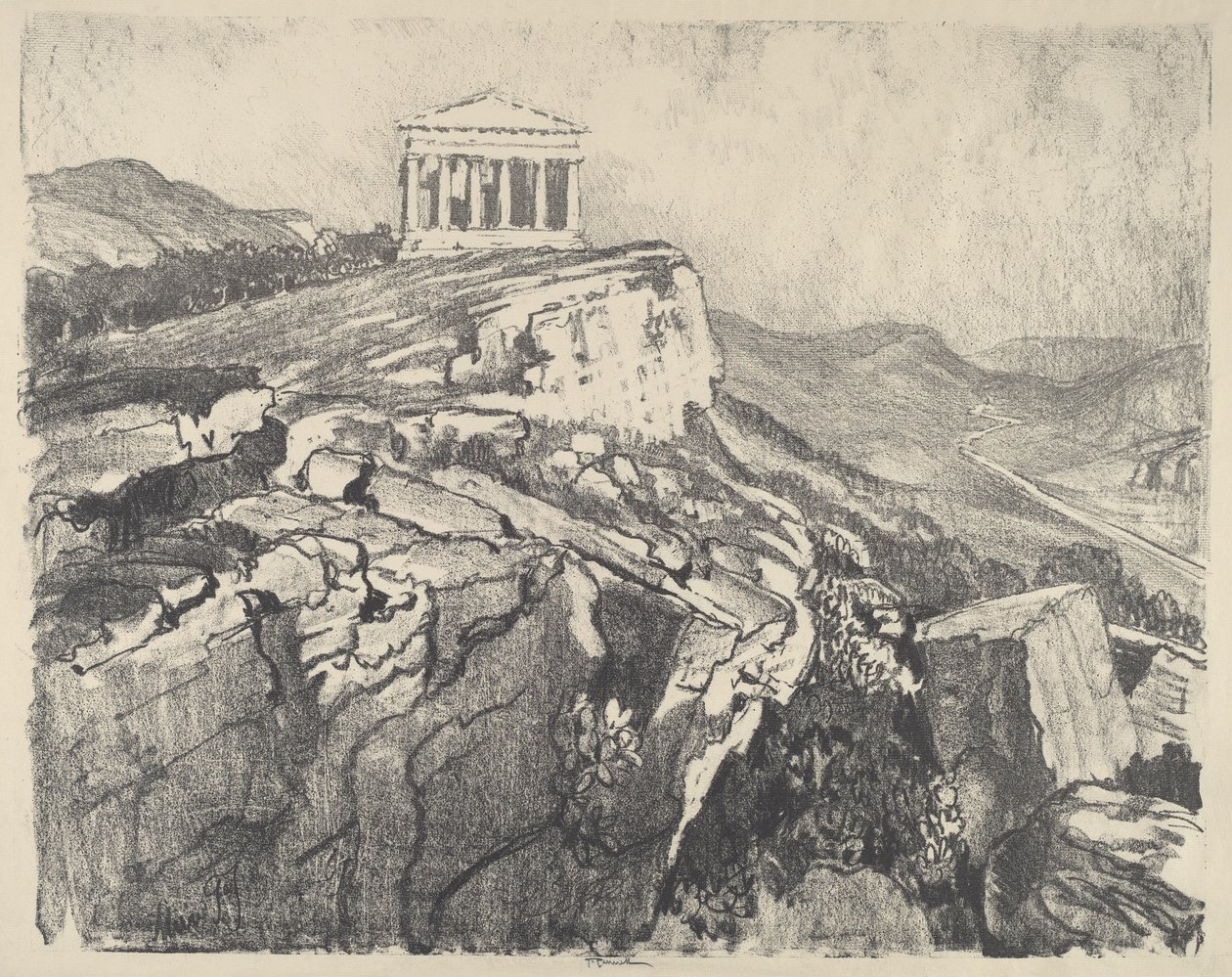 Der Tempel der Concordia an der Mauer, Girgenti von Joseph Pennell