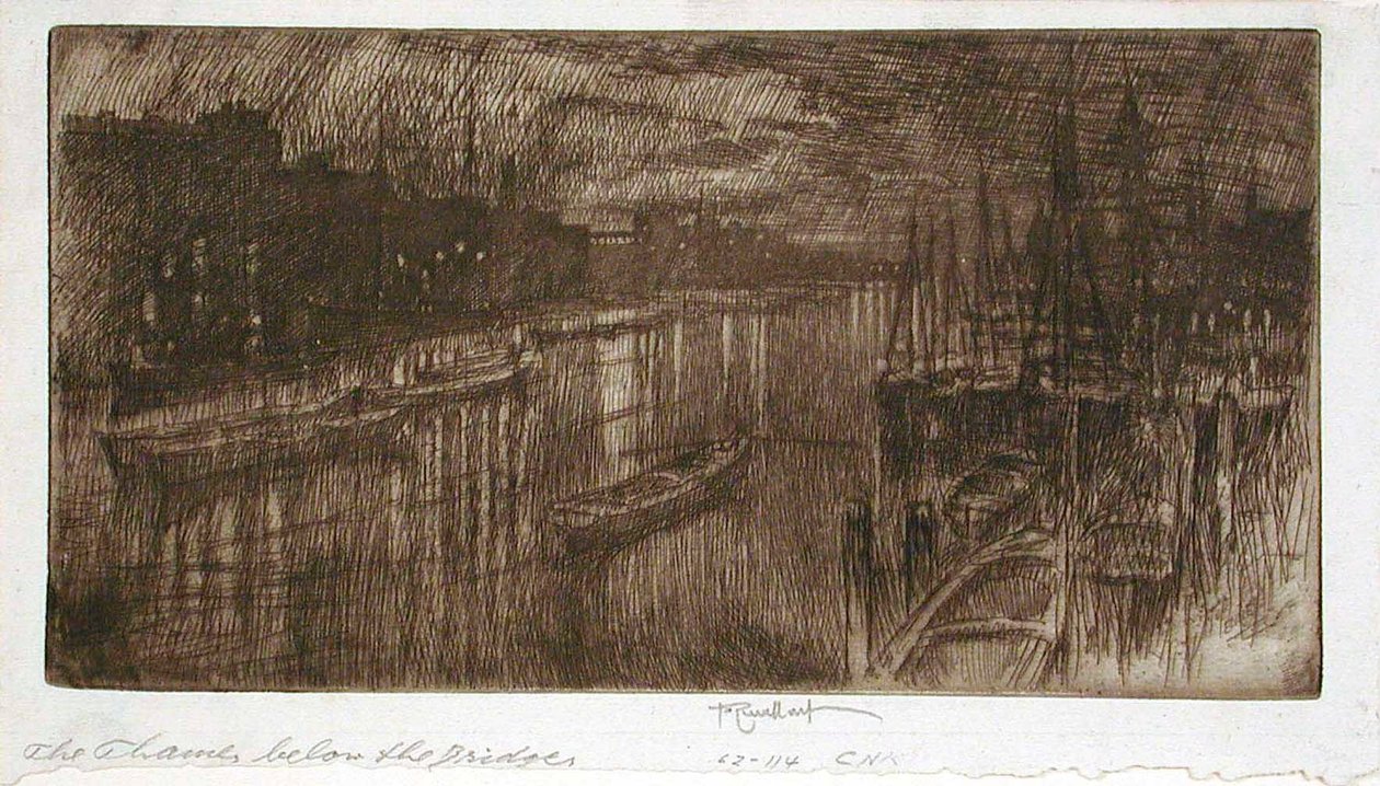 Die Themse unterhalb der Brücke von Joseph Pennell