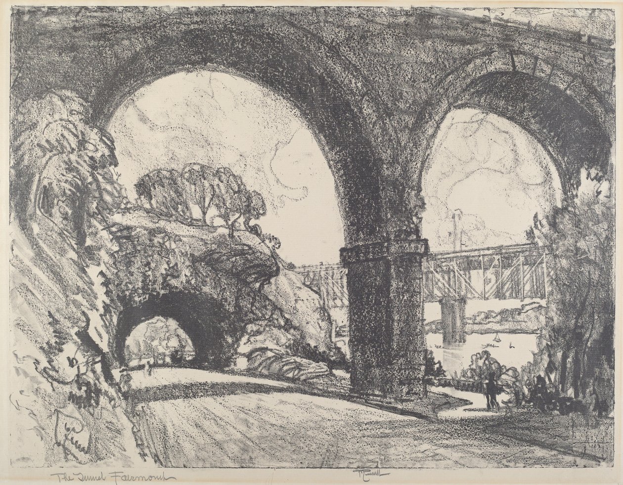 Der Tunnel im Park, 1912 von Joseph Pennell