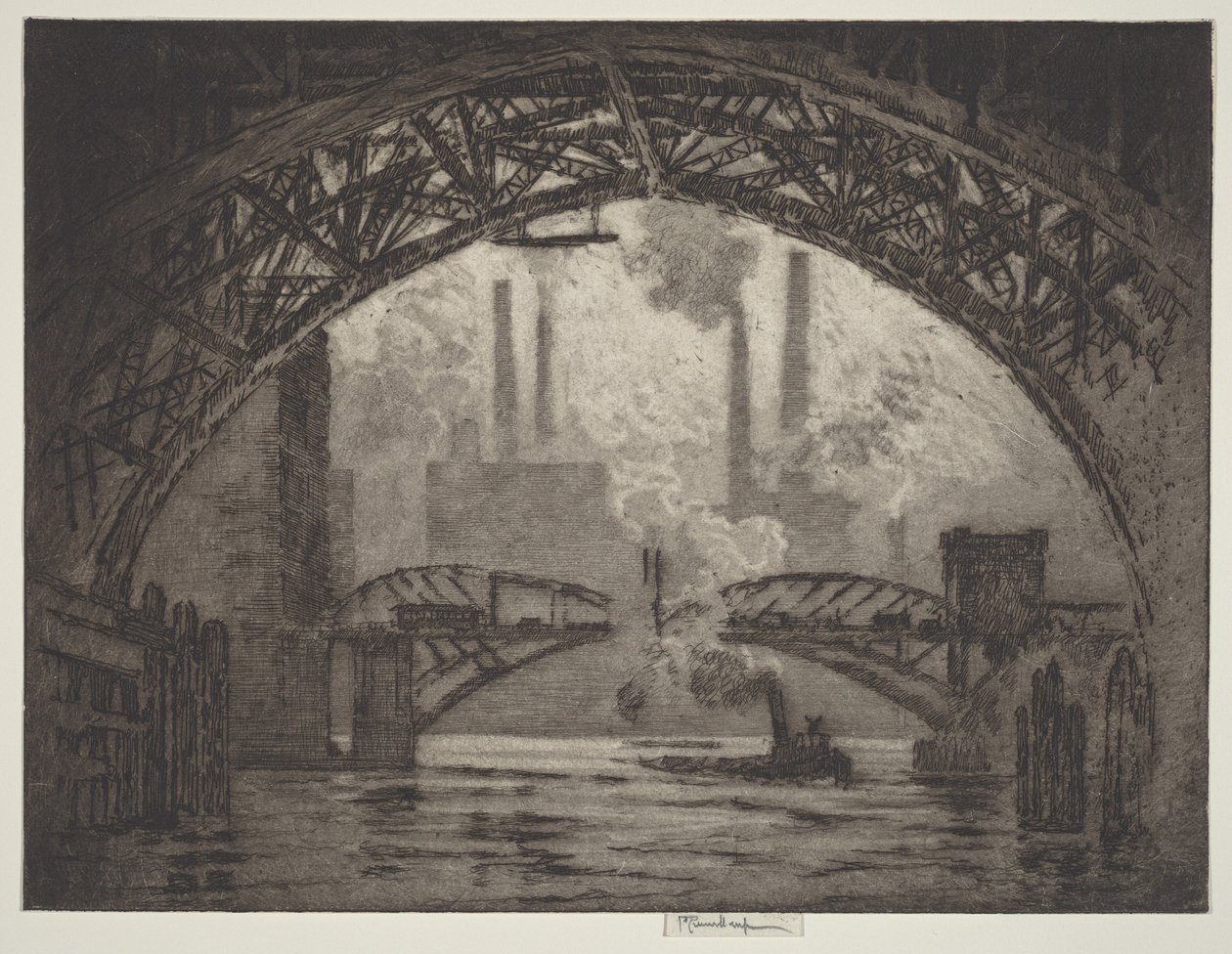 Unter den Brücken, Chicago von Joseph Pennell