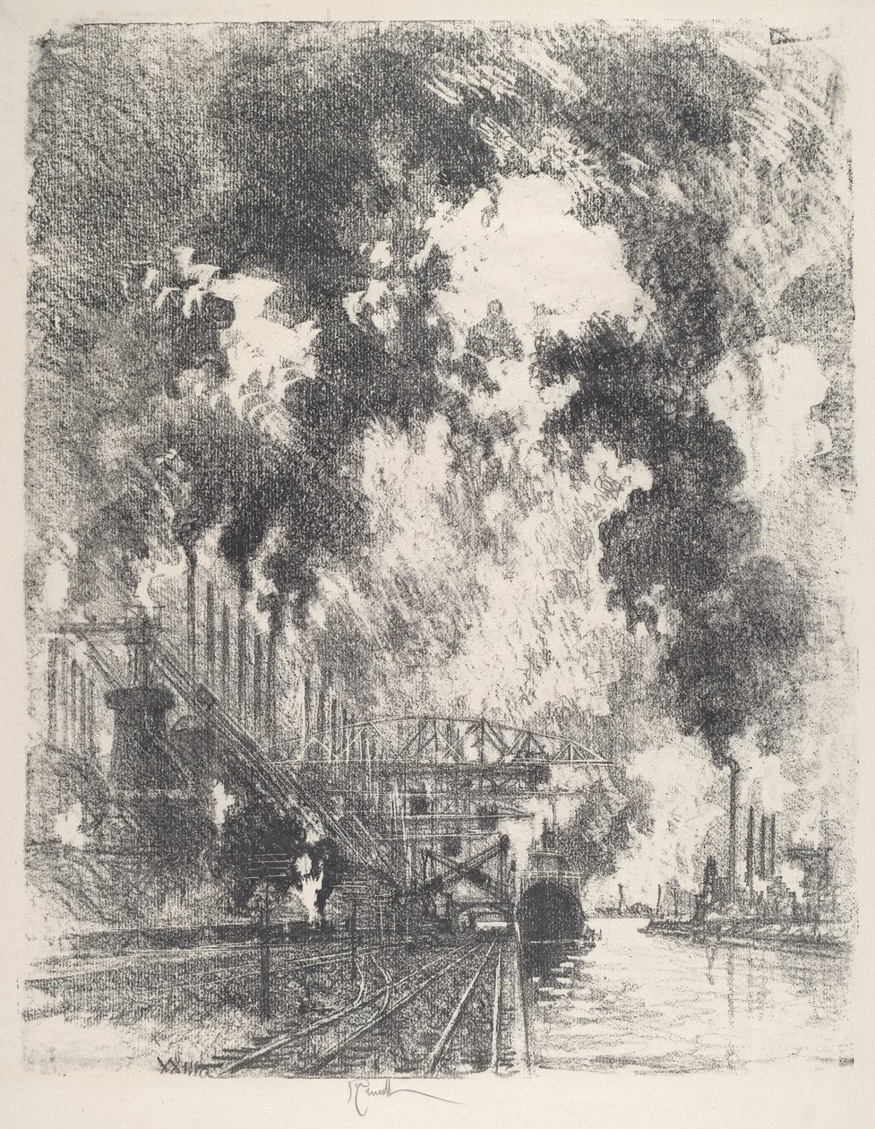 Erz entladen von Joseph Pennell