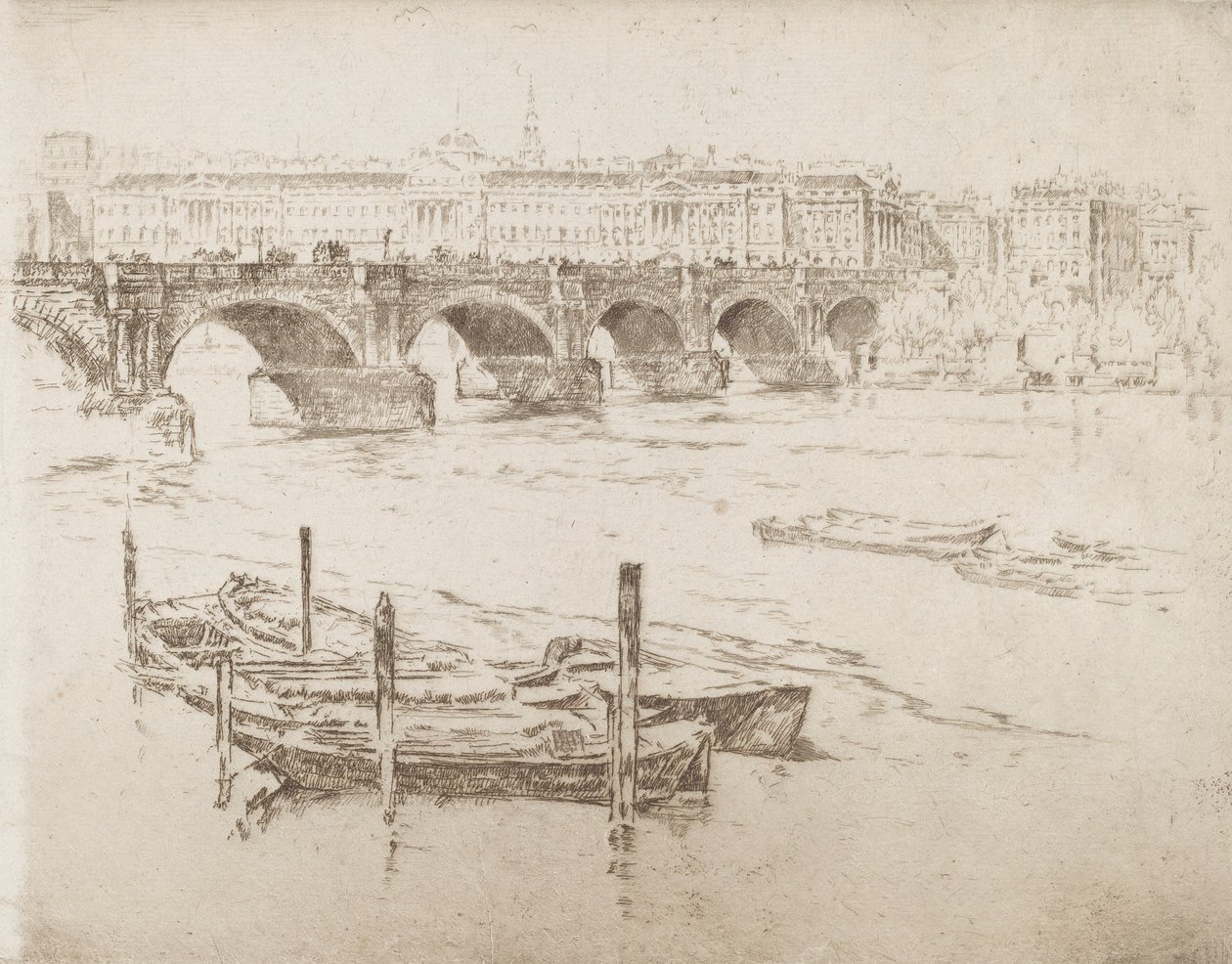Waterloo Bridge und Somerset House, 1905 von Joseph Pennell