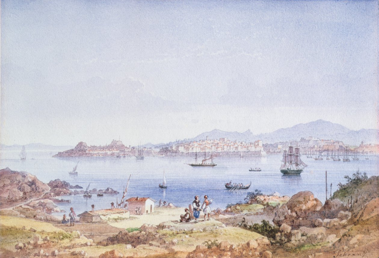 Korfu von der Insel Vidho, 1789 von Joseph Schranz