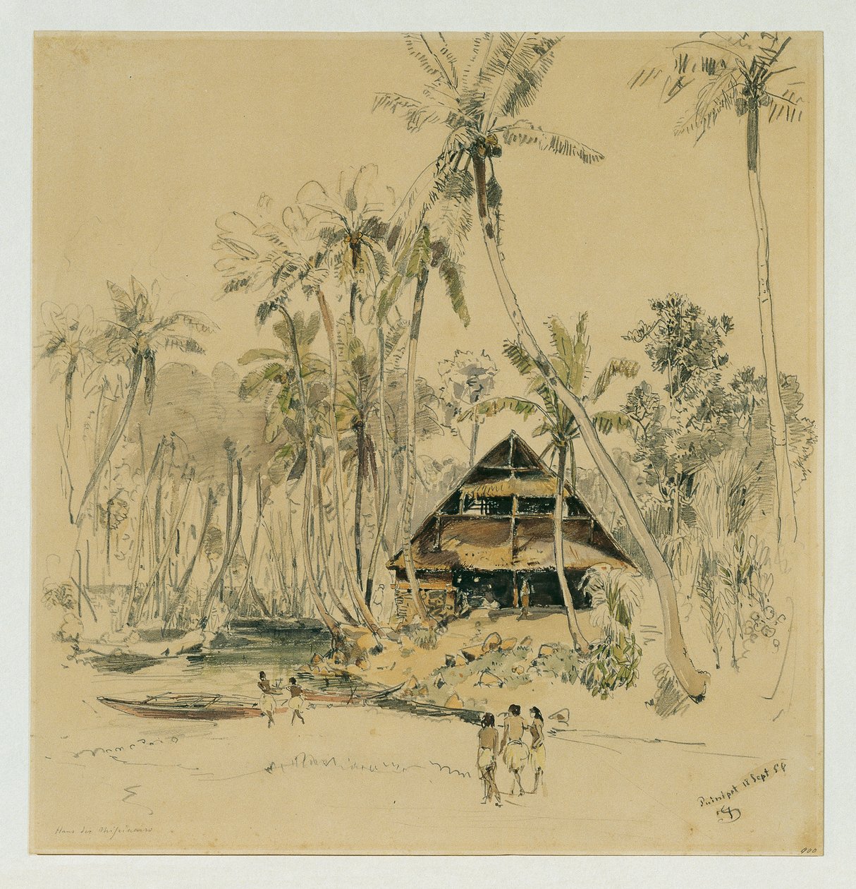 Das Haus des Missionars auf der Insel Puinipet (Ponape), Caroline Islands von Joseph Selleny