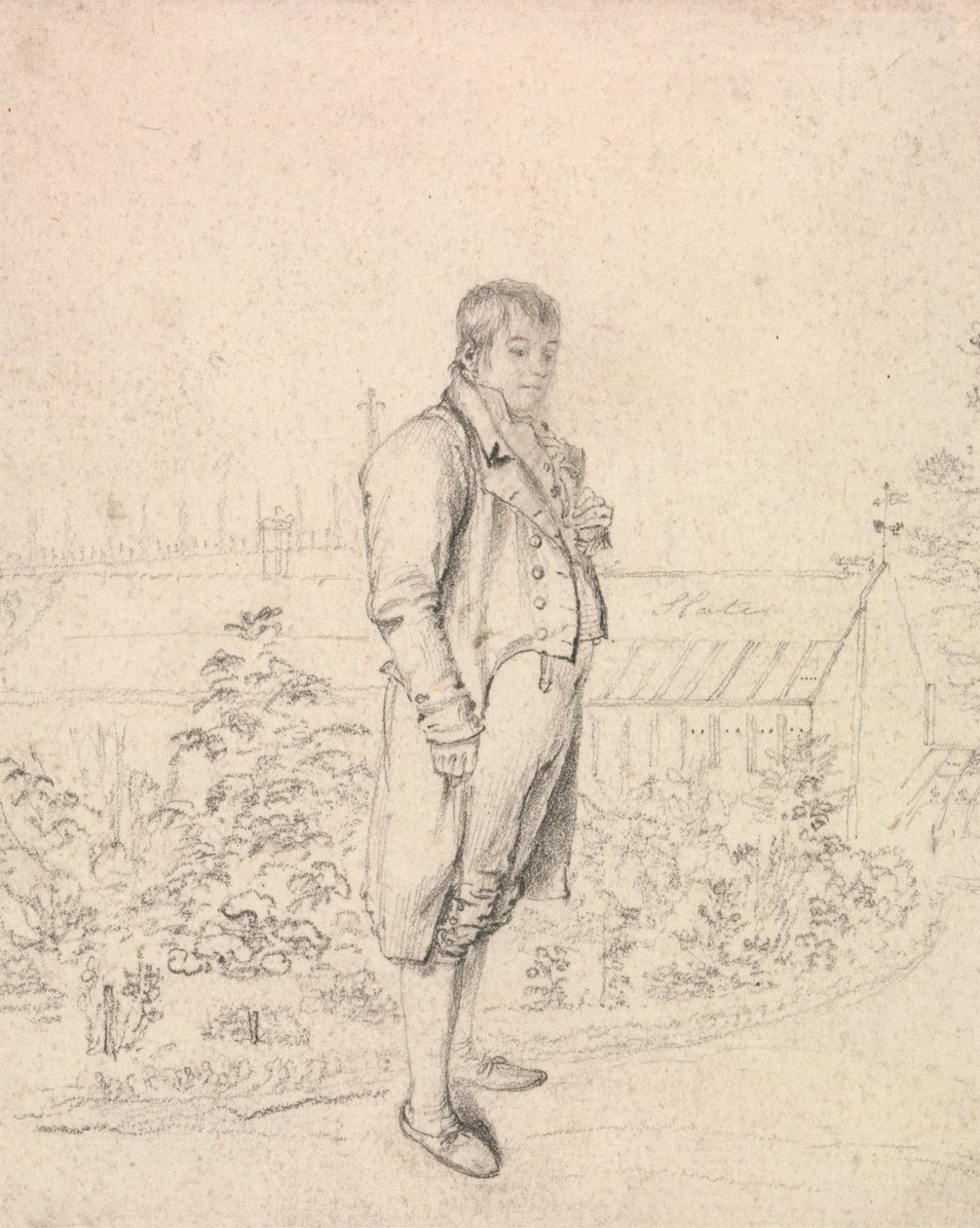 Eine Skizze von Sir Walter Scott in einem Garten von Joseph Slater
