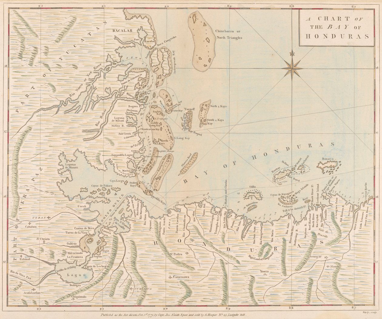 Karte der Bucht von Honduras von Joseph Smith Speer
