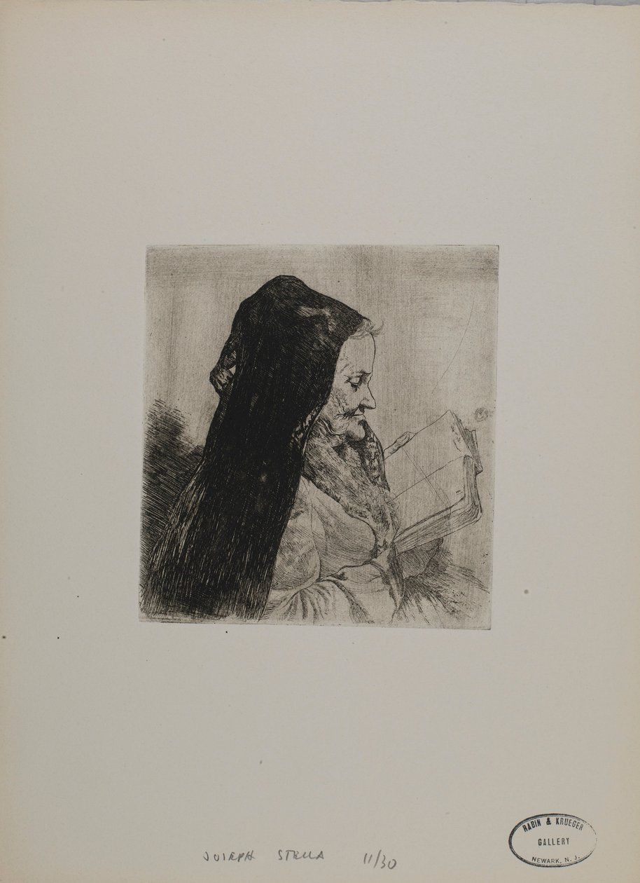 Ohne Titel--Alte Frau beim Lesen von Joseph Stella