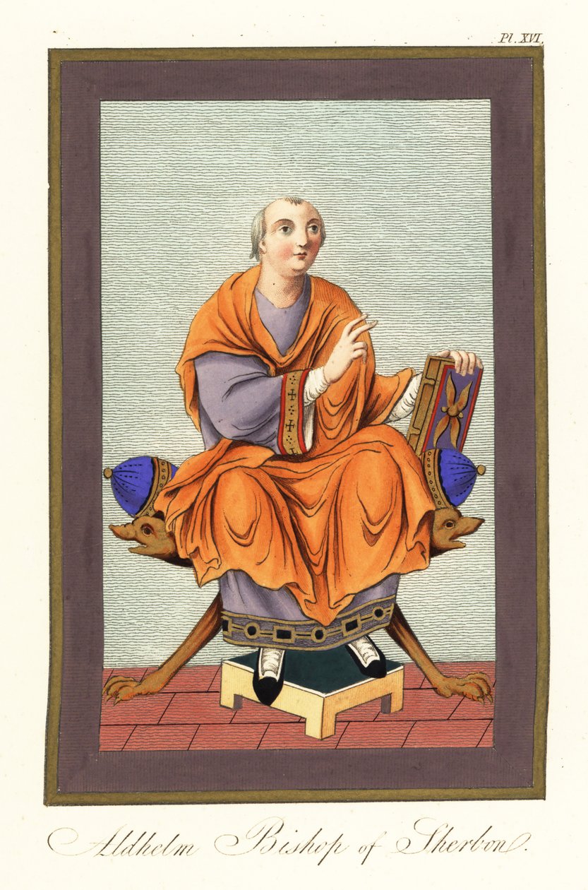 Aldhelm, Bischof von Sherborn c.639-709 (Gravur) von Joseph Strutt