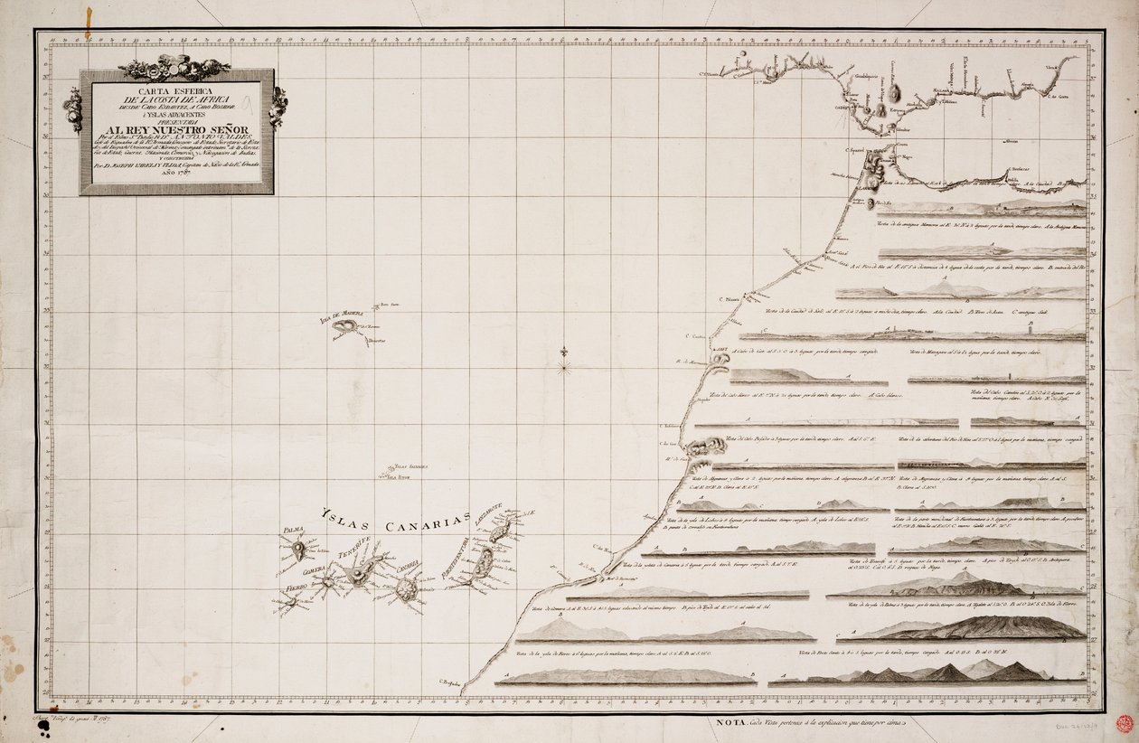 Karte der Westküste Afrikas und der Kanarischen Inseln von Joseph Varelay Ulloa