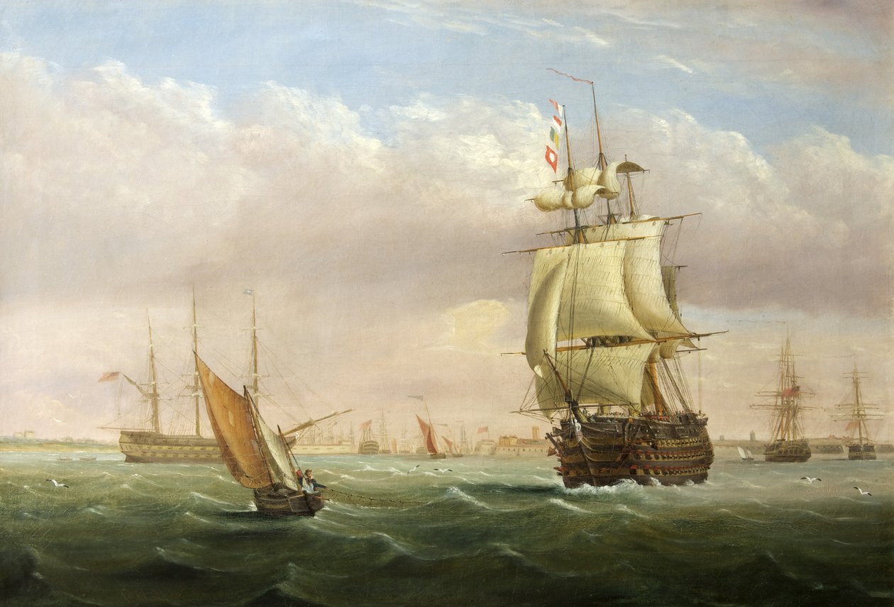 Hafeneinfahrt mit Schiffen von Joseph Walter