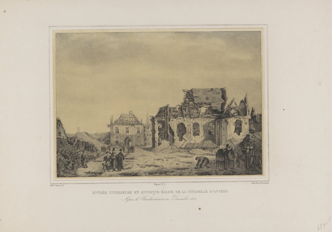 Tor und Kirche in der Zitadelle von Antwerpen, 1832 von Joseph van den Nest
