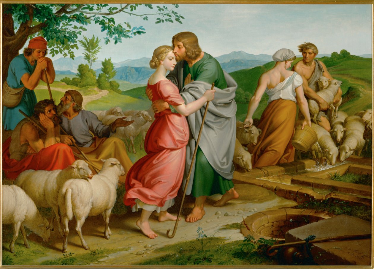 Jakob und Rahel. Am Brunnen trifft Jakob Rahel, die jüngste Tochter Labans von Joseph von Fuhrich