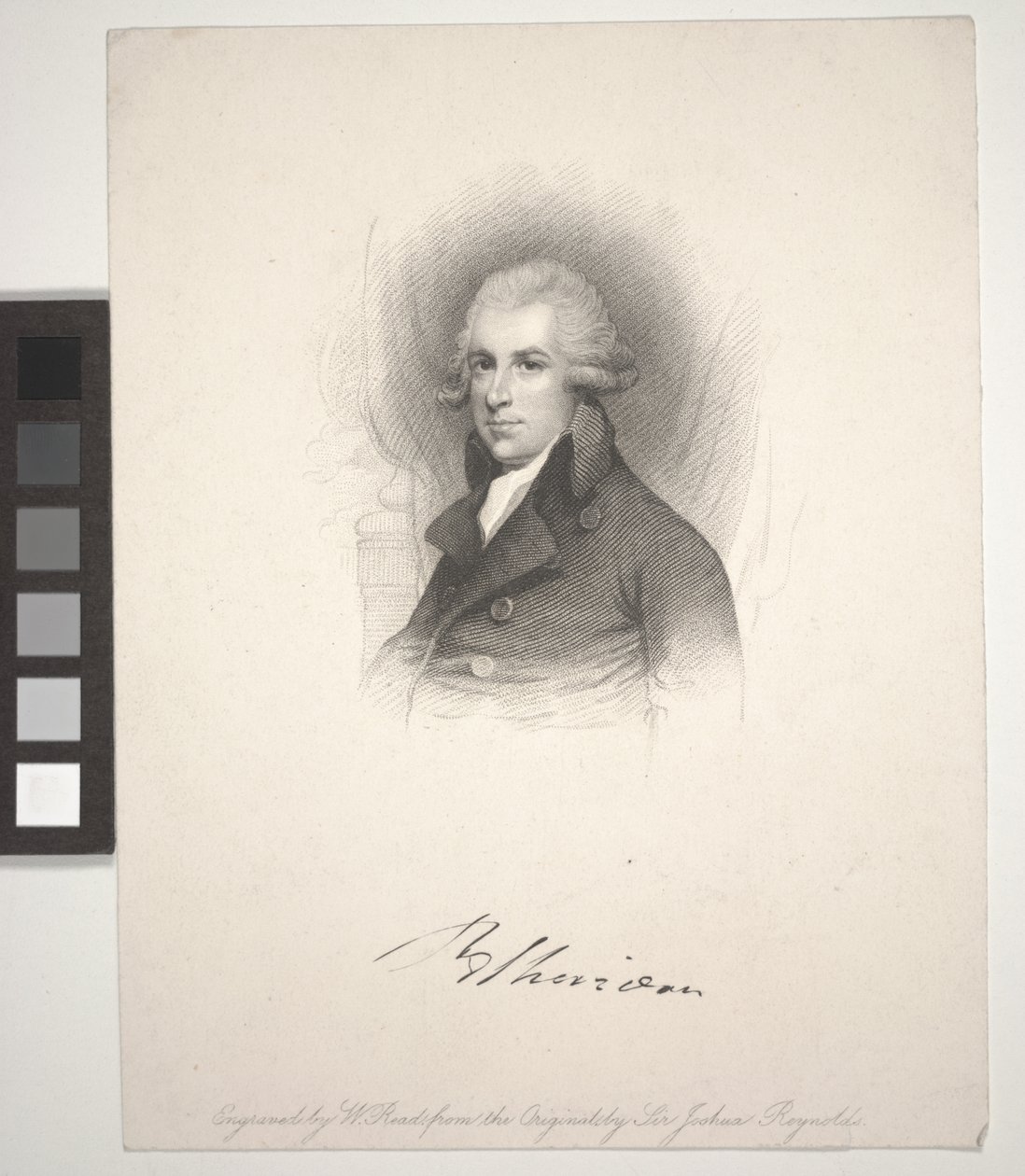 Richard Brinsley Sheridan, graviert von W. Read (1824-1837) von Joshua (after) Reynolds