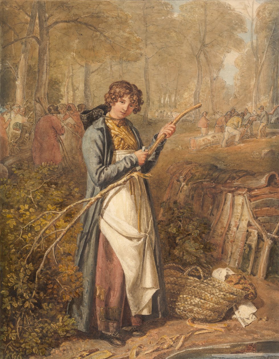 Rinde schälen im Wychwood Forest, Oxfordshire, 1818 von Joshua Cristall