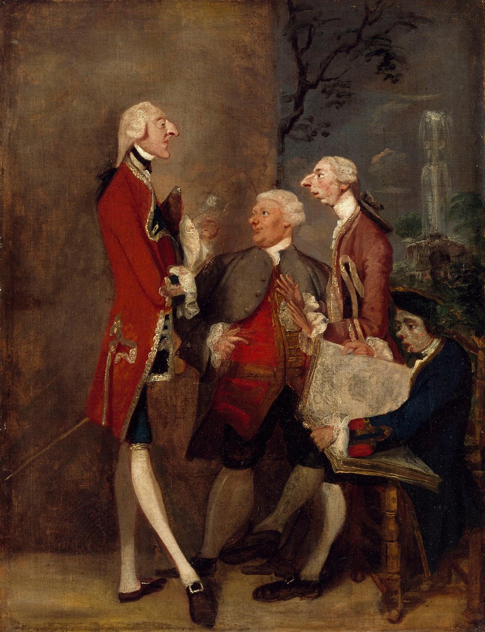 Karikatur von Thomas Brudenell, Baron Bruce, dem ehrenwerten John Ward, Joseph Leeson, später 2. Earl of Milltown, und Joseph Henry von Shafford von Joshua Reynolds