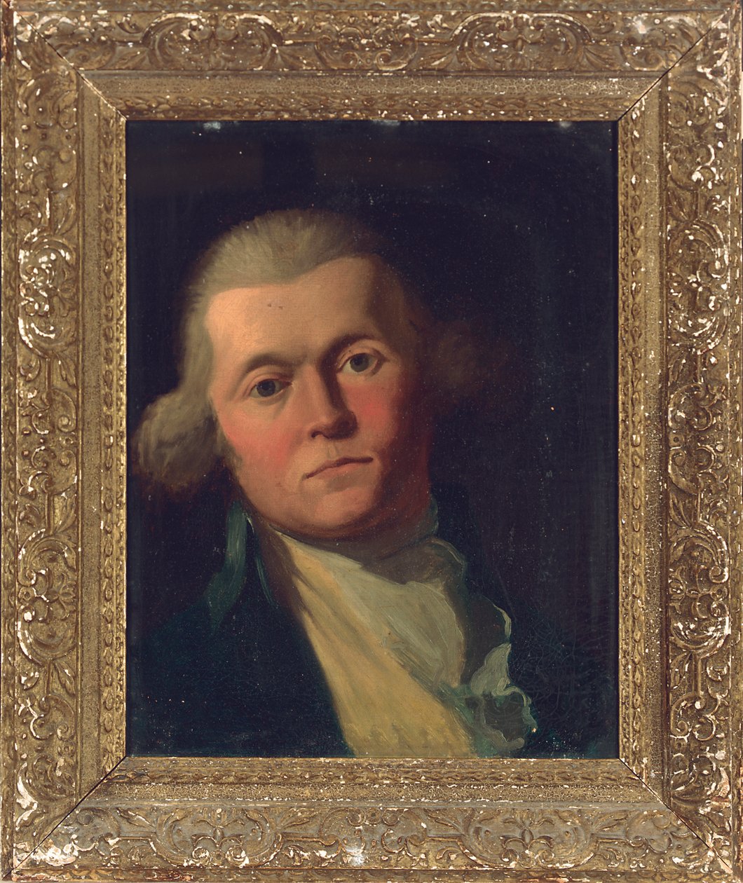 Porträt eines Gentlemans, Brustbild, in einem blauen Mantel und gelber Weste von Joshua Reynolds
