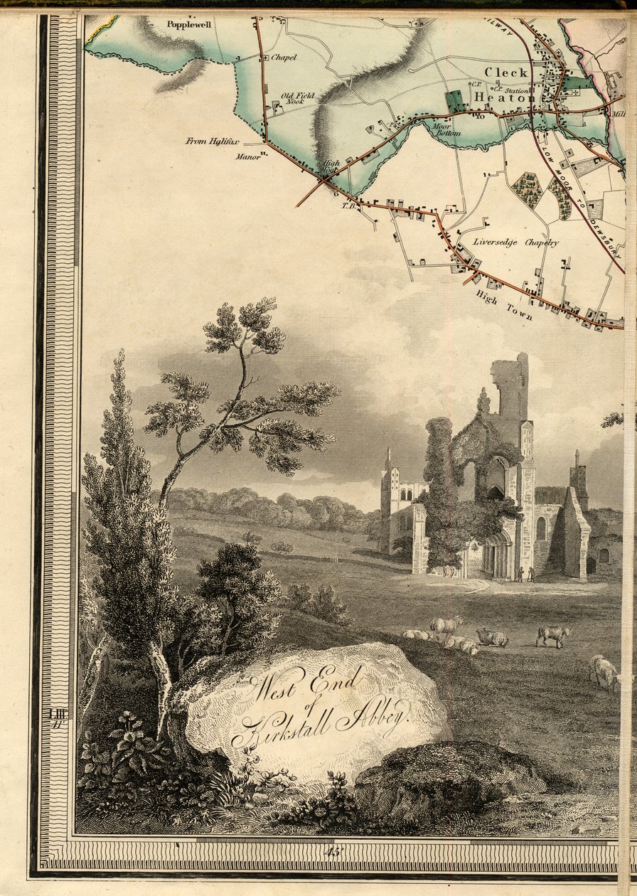D1, Cleckheaton & Gravur des West End von Kirkstall Abbey von Joshua Thorp