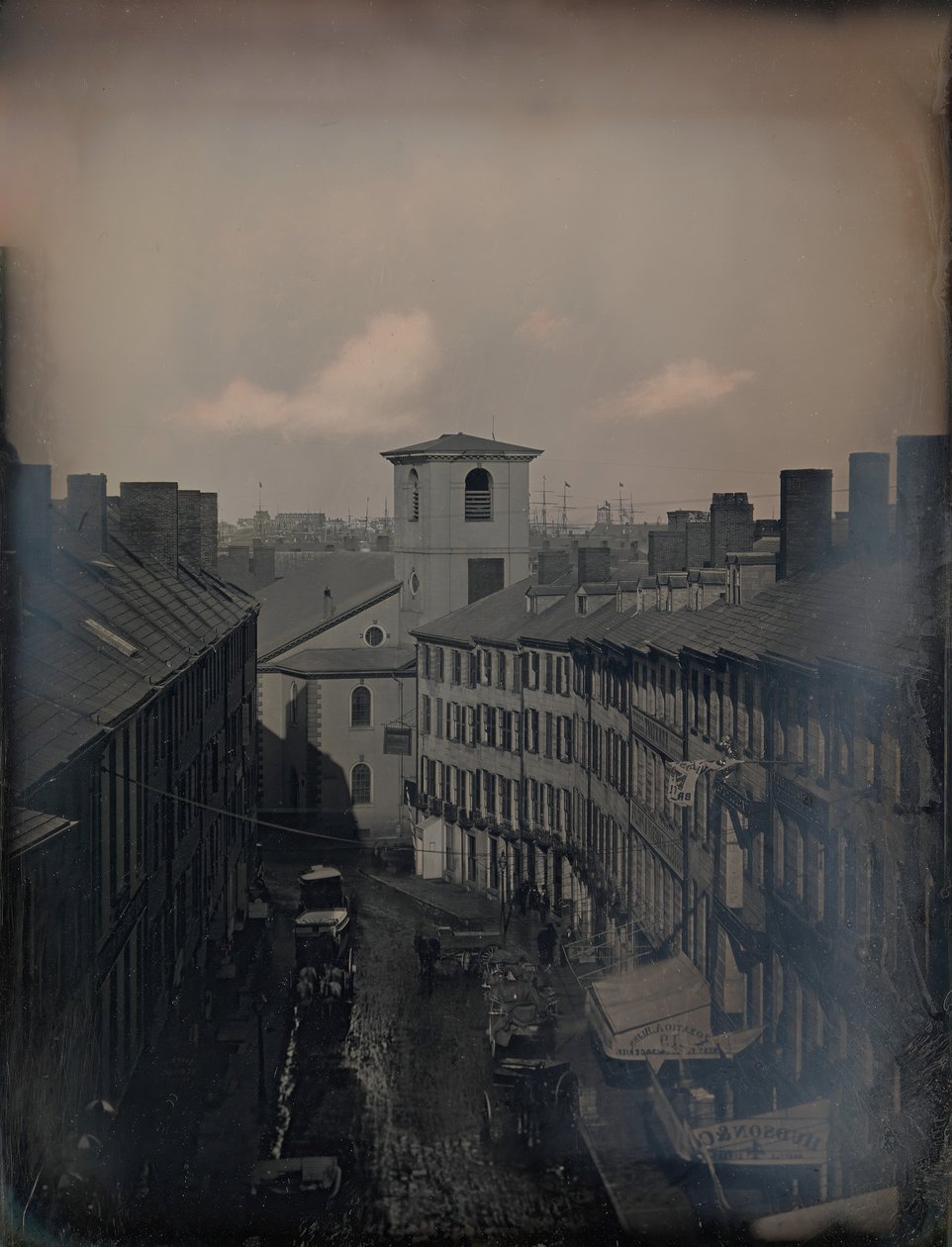 Blick die Brattle Street hinunter vom Southworth & Hawes Studio in der 5 12 Tremont Row, Boston, 1855. Schöpfer: Josiah Johnson Hawes, Albert Sands Southworth von Josiah Johnson Hawes, Albert Sands Southworth