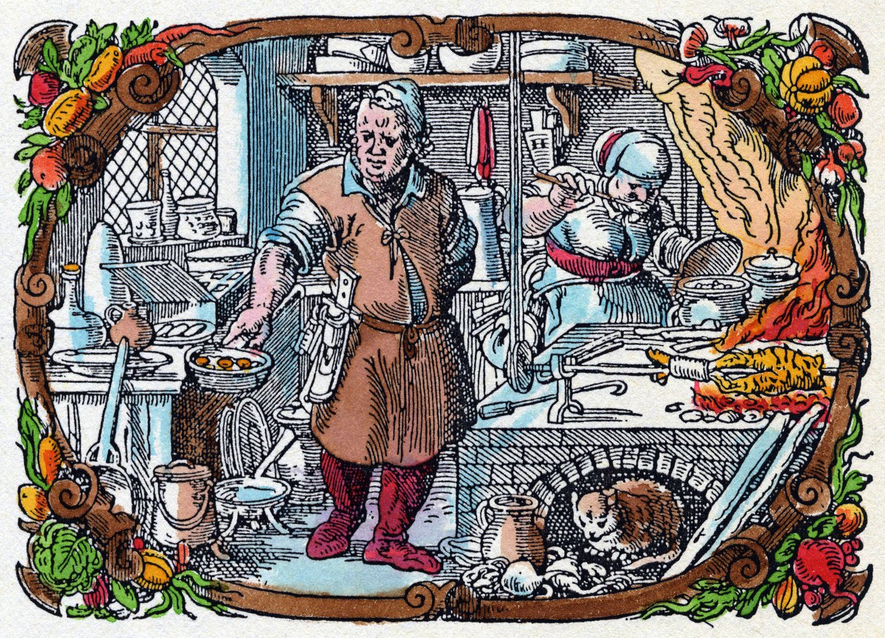 Gastronomie: eine sehr ausgestattete Küche in der Renaissance von Jost (after) Amman