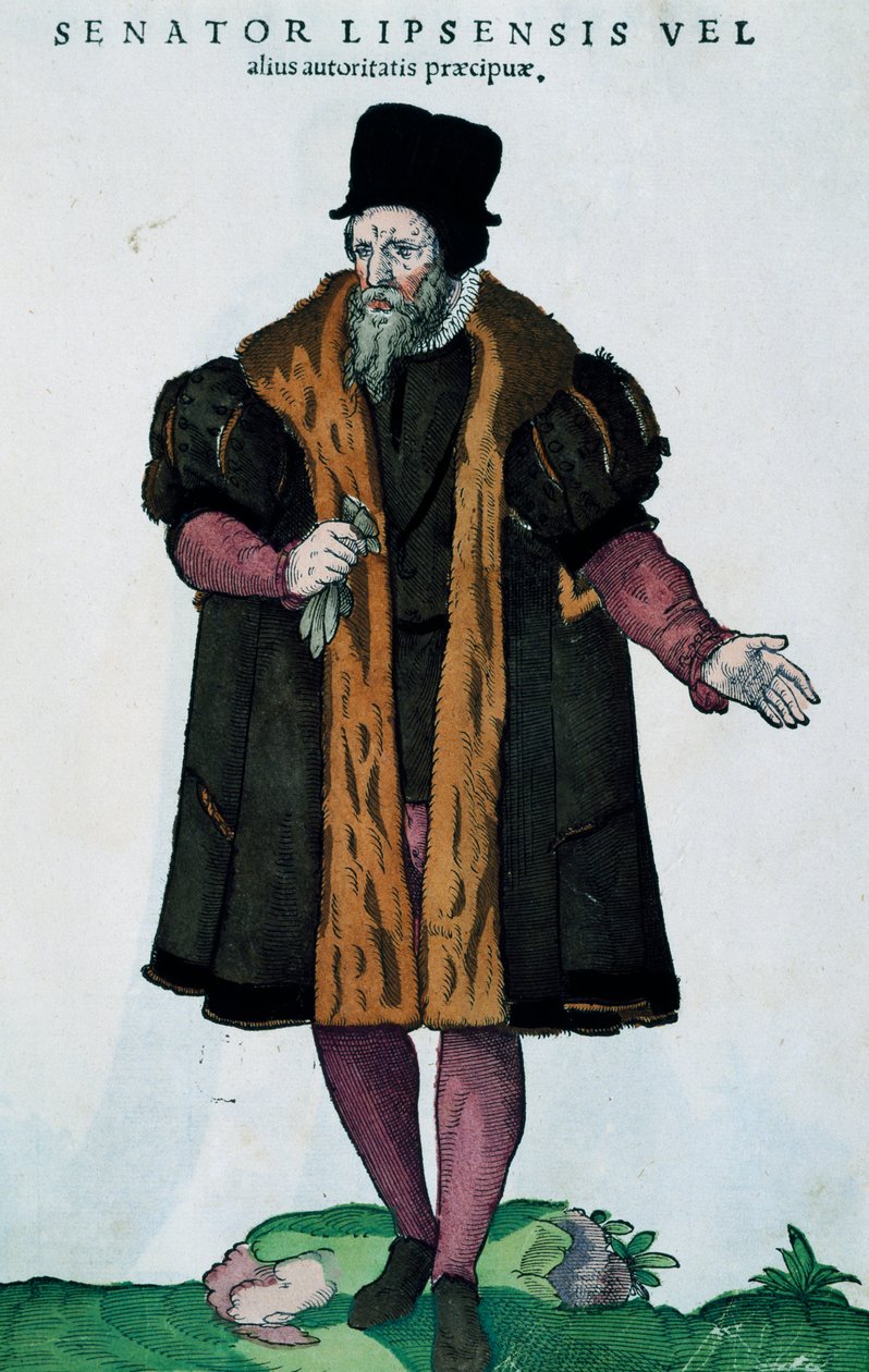Leipziger Senator, Gravur aus Habitus praecipuorum popularum von Jost Amman