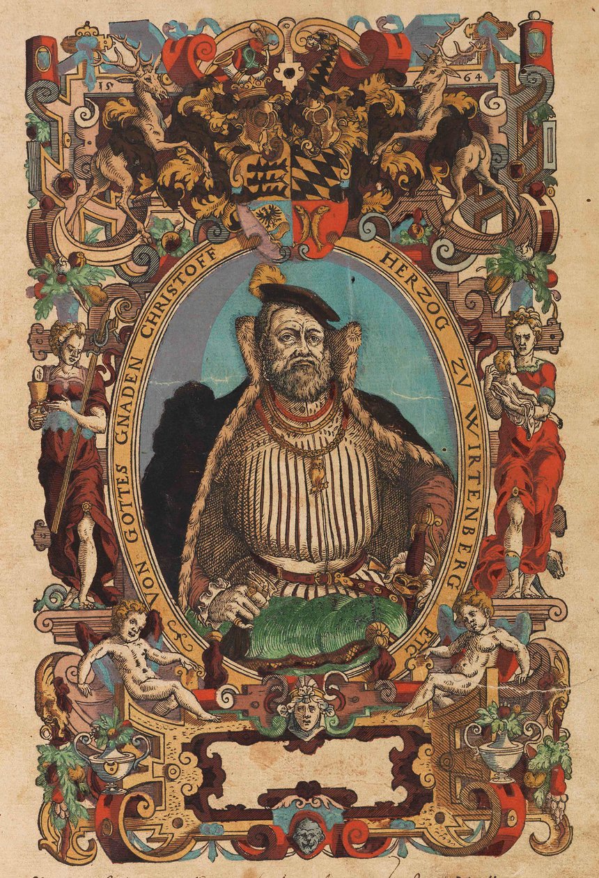 Porträt von Herzog Christoph von Württemberg 1515-1568 aus Biblia germanica, 1564 von Jost Amman