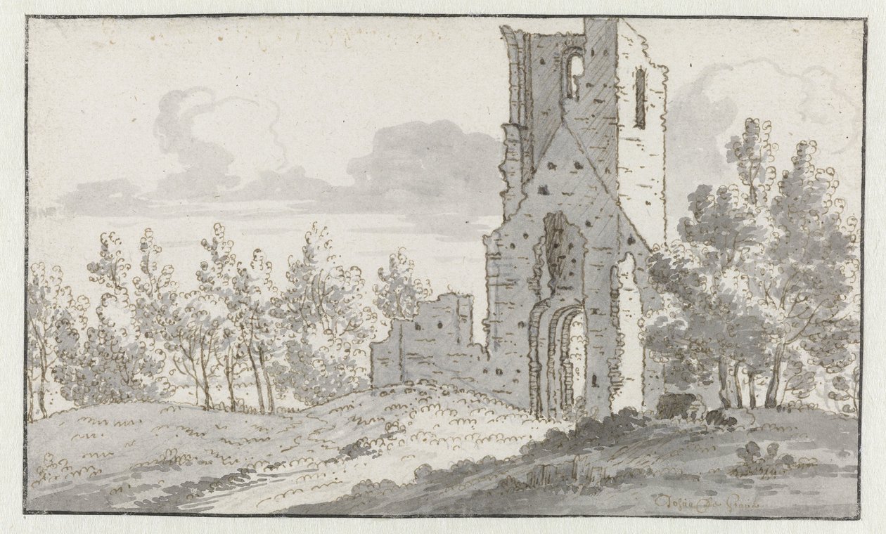 Die Ruine der Kapelle von Eik en Duinen bei Den Haag von Josua de Grave