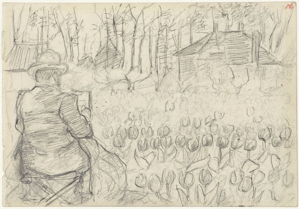 Maler in einem Tulpenfeld von Jozef Israëls