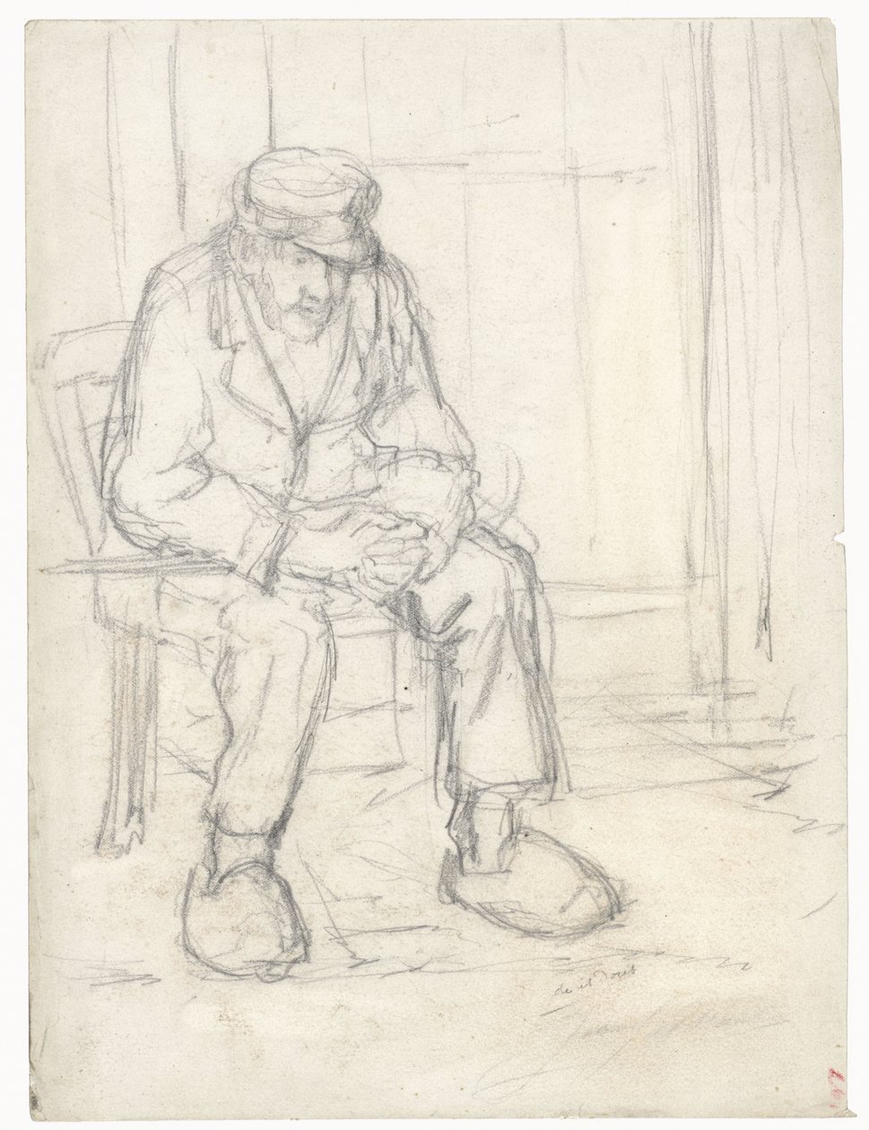 Sitzender alter Bauer von Jozef Israëls