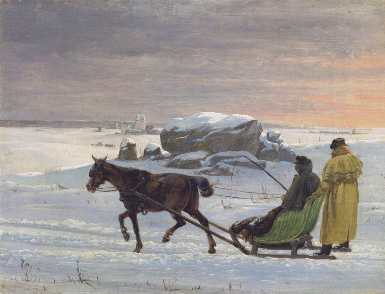 Die Maler Jørgen Roed und Constantin Hansen machen eine Schlittenfahrt. von Jørgen Roed