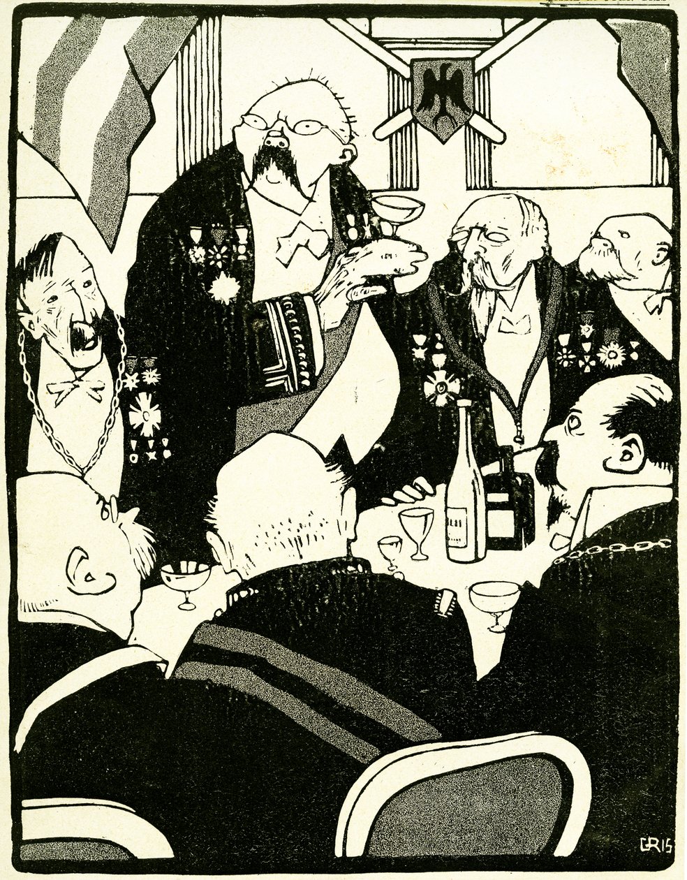 Europäische Führer stoßen während einer Konferenz an, 1908 von Juan Gris