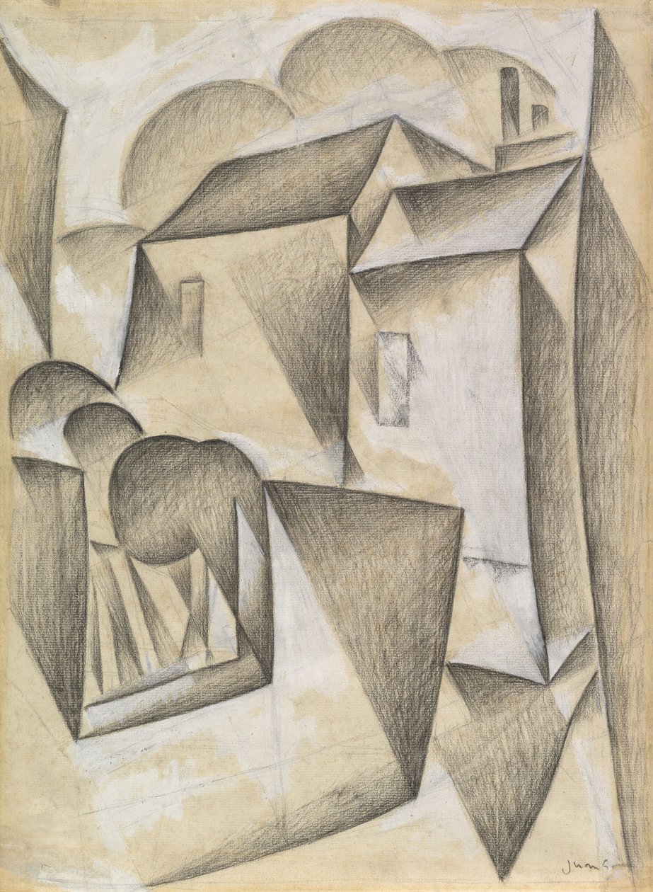 Häuser in Paris, Place Ravignan, 1911 von Juan Gris