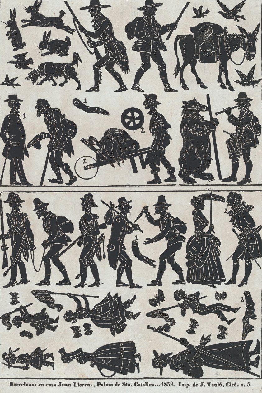 Blatt 2 von Figuren für chinesische Schattenspiele von Juan Llorens
