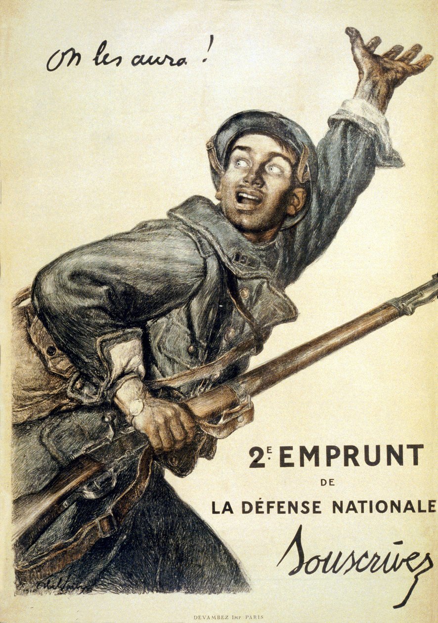 Wir werden sie kriegen! Der 2. Nationale Verteidigungskredit. Zeichnen, 1916 von Jules Abel Faivre