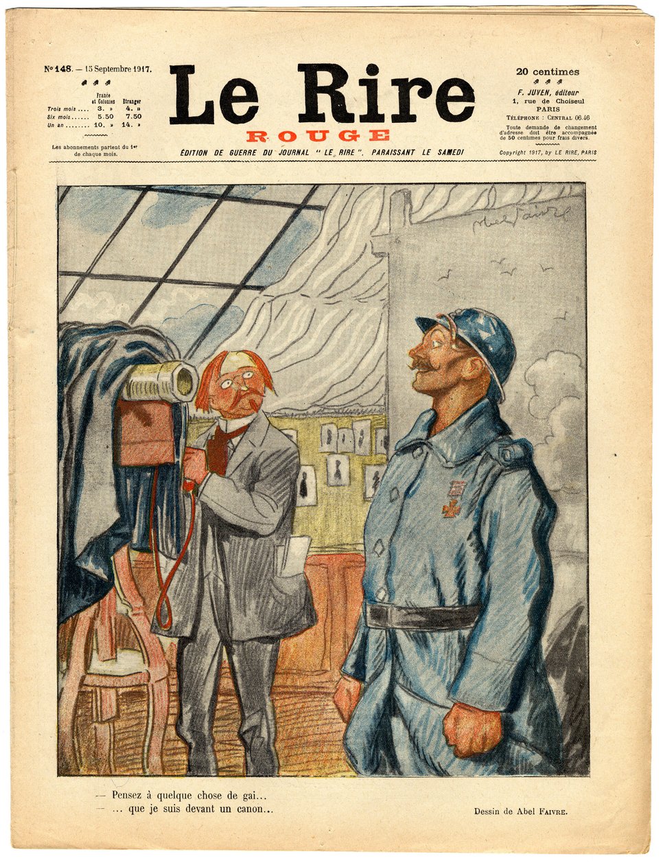 Titelblatt von „Das Rote Lachen“, Satirisch in Farben von Jules Abel Faivre