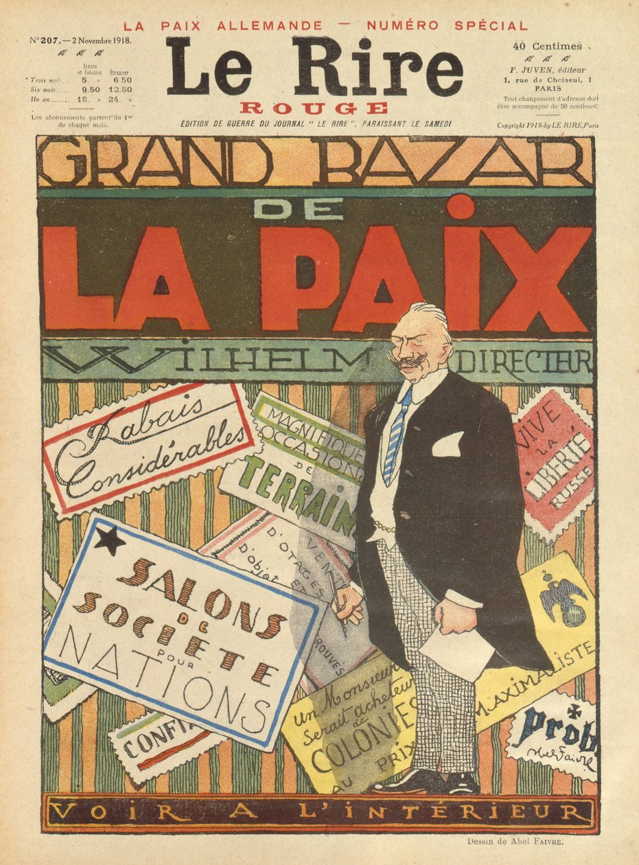 Der große Friedensbasar, Titel von Le Rire, 2. November 1918 von Jules Abel Faivre